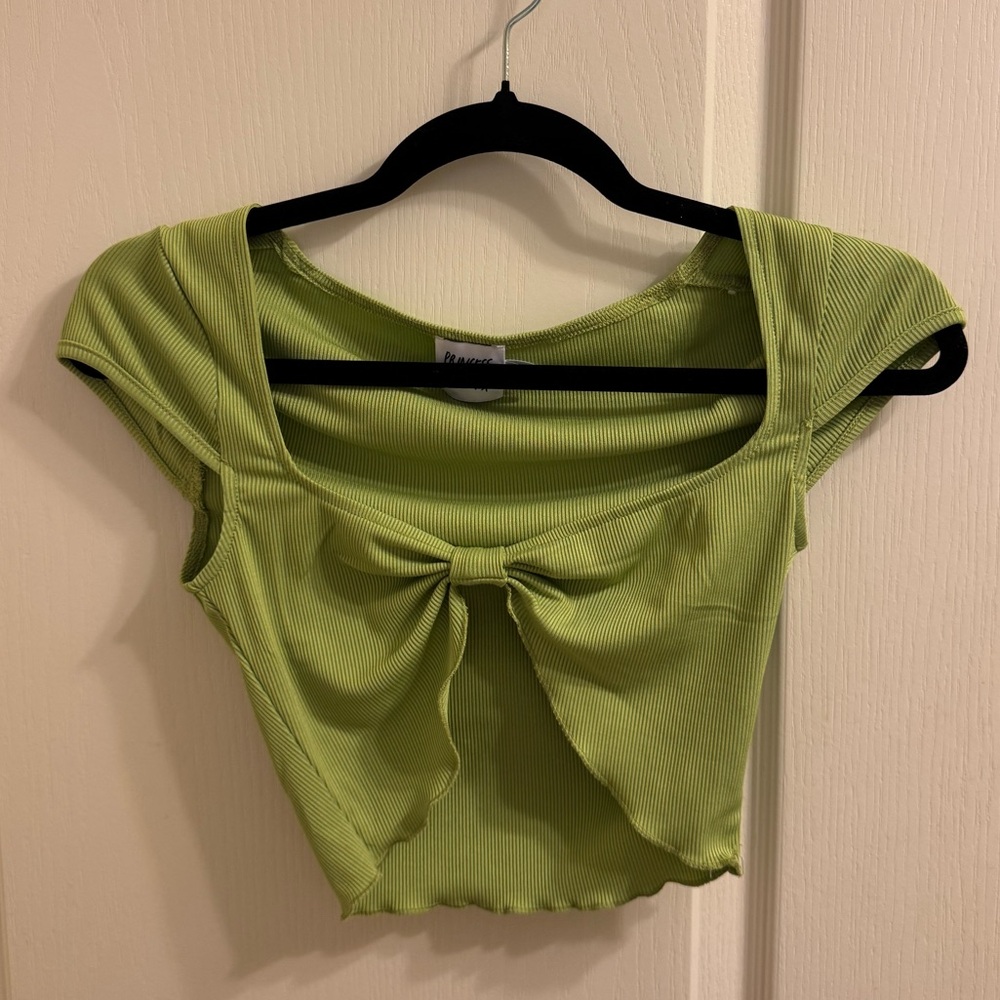 green knot cropped top from princess polly